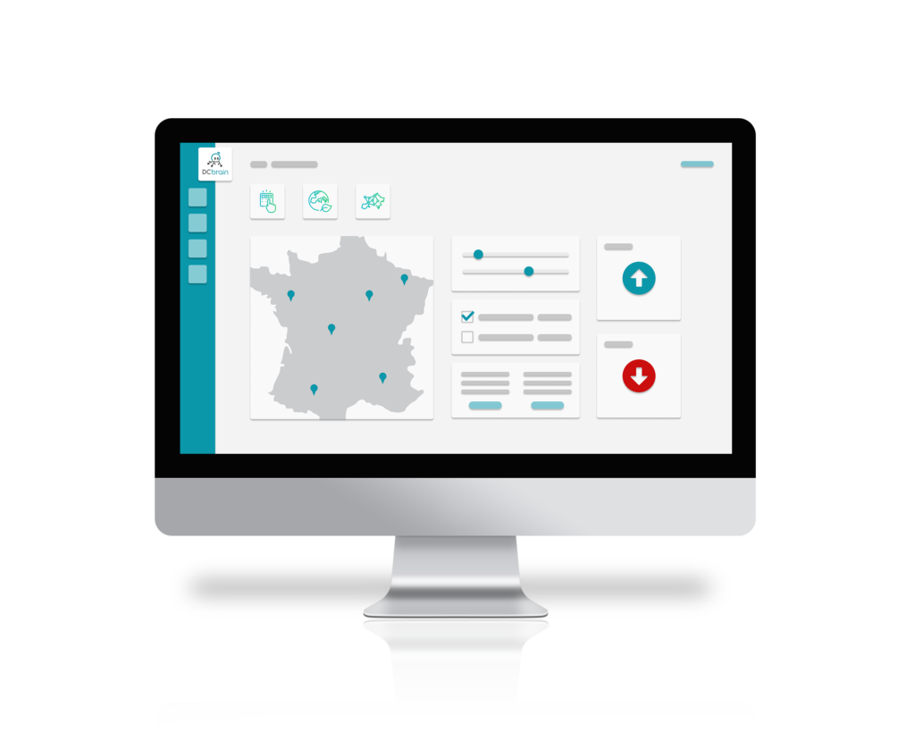 Visuel de la solution DCbrain montrant l'interface de l'outil